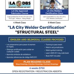 True Quality - L.A. City Welding Certification Classes - Ask us about our Bilingual (English/Spanish) LA City Welder's course!