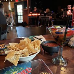 Manuel's Mexican Restaurant & Cantina - Strawberry Margarita and the band on weekends.