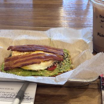 Jesse's Grind Coffee Bar - Showing my breakfast toasted avocado bacon & egg yummy taste very good! - Coffee & Tea Near Me - Winnetka, California Jesse's Grind Coffee Bar - Showing my breakfast toasted avocado bacon & egg yummy taste very good! - Coffee & Tea Near Me - Winnetka, California
