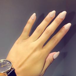 Full set, almond with gel polish.