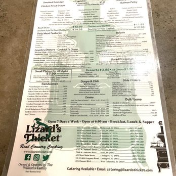 Lizard's Thicket - Menu - Southern Near Me - Columbia, South Carolina