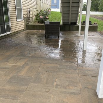 Furtado Landscaping - Patio not pitched correctly. Slow dry but can still see where water was settled from patio not pitched correctly. - Landscaping Near Me - Dartmouth, Massachusetts Furtado Landscaping - Patio not pitched correctly. Slow dry but can still see where water was settled from patio not pitched correctly. - Landscaping Near Me - Dartmouth, Massachusetts