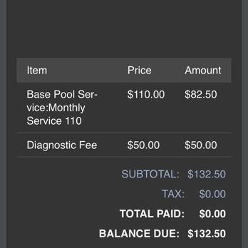 AZ's Best Pool Service & Repair - The bill after I terminated services lol - Pool Cleaners Near Me - Phoenix, Arizona AZ's Best Pool Service & Repair - The bill after I terminated services lol - Pool Cleaners Near Me - Phoenix, Arizona
