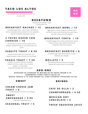 Menu photo 2 Taco Los Altos San Francisco, CA Menu photo 2 Taco Los Altos San Francisco, CA
