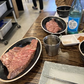 Jeong Yook - Marinated short rib (awesome flavor) and marinated flat steak. - Korean Near Me - Palisades Park, New Jersey