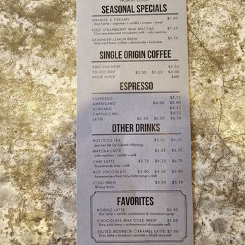 Corner Coffee - Seasonal menu as of June 2024 - Coffee & Tea Near Me - Minneapolis, Minnesota