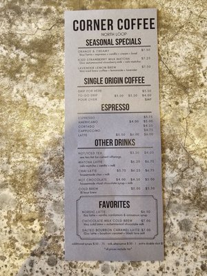 Menu photo 1 Corner Coffee Minneapolis, MN