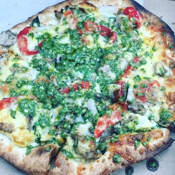 MOD Pizza - The Amelia plus I added roasted red peppers, arugula, park chase, and pesto sauce on top. So so yummy! - Pizza Near Me - Portland, Oregon MOD Pizza - The Amelia plus I added roasted red peppers, arugula, park chase, and pesto sauce on top. So so yummy! - Pizza Near Me - Portland, Oregon