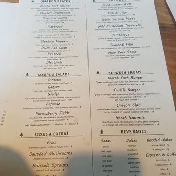 North Fork Tavern - August 2018 menu - New American Near Me - Eugene, Oregon
