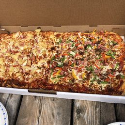The half and half gang size pizza. SO TASTY!
