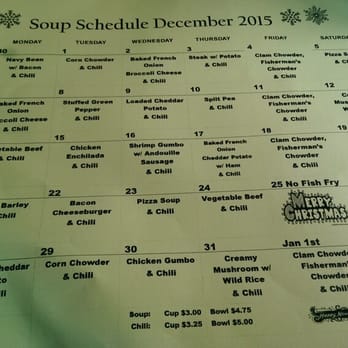 Coach's Pub'n'grill - Soup of the day December menu. - Pubs Near Me - Milwaukee, Wisconsin