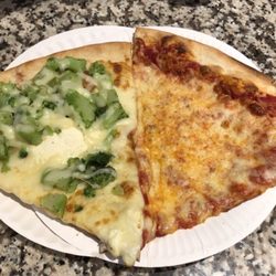Verace’s Pizza - White Slice with Broccoli; Plain cheese slice