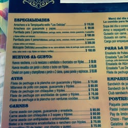 Example of the menu and prices