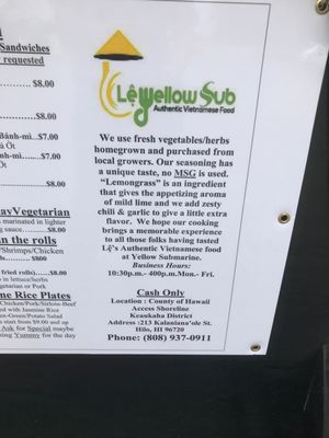 Menu photo 5 Le Yellow Sub Hilo, HI Menu photo 5 Le Yellow Sub Hilo, HI