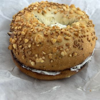 5th Ave Bagelry - Asiago bagel with chive cream cheese - Bagels Near Me - Tustin, California