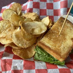 West Ave Tavern - Half turkey club with house made chips - excellent!