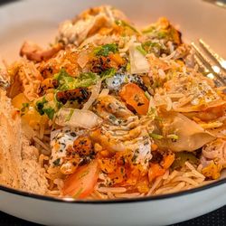 Kabul Restaurant & Market - I plated the mantus and the chicken kebab on the rice with a side of bread.