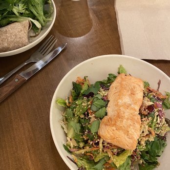 Flower Child - Ginger Miso Crunch Salmon* salad The Rebel* wrap - Salad Near Me - Charlotte, North Carolina Flower Child - Ginger Miso Crunch Salmon* salad The Rebel* wrap - Salad Near Me - Charlotte, North Carolina