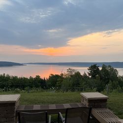 Holiday Inn Express Munising-Lakeview - Sunrise from the back / breakfast patio