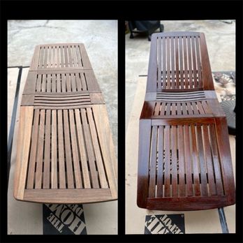 Spencer’s Restorations - Restored a pair of teak lounge chairs with marine varnish - Furniture Repair Near Me Spencer’s Restorations - Restored a pair of teak lounge chairs with marine varnish - Furniture Repair Near Me