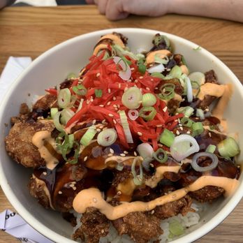 Silverlake Ramen - Chicken Karaage Bowl with green onion, ginger, spicy aioli, and teriyaki sauce - Ramen Near Me - Long Beach, California Silverlake Ramen - Chicken Karaage Bowl with green onion, ginger, spicy aioli, and teriyaki sauce - Ramen Near Me - Long Beach, California
