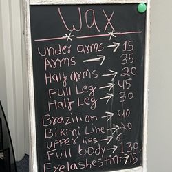Threading Place - Wax menu with prices