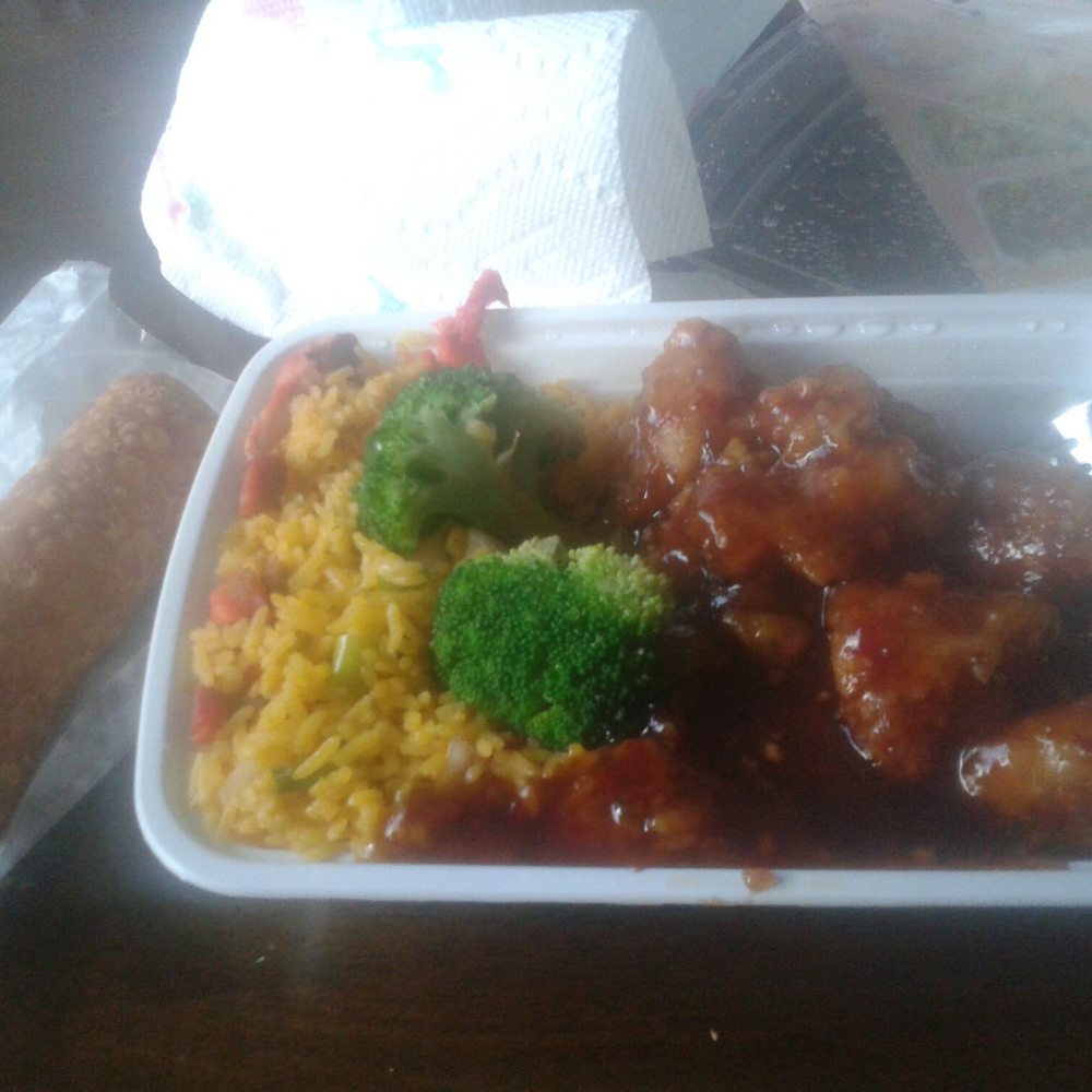 General tso chicken plate with pork fried rice General tso chicken plate with pork fried rice