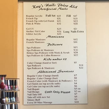 Kay's Nails - Current prices. May 2016 - Nail Salons Near Me - San Diego, California Kay's Nails - Current prices. May 2016 - Nail Salons Near Me - San Diego, California