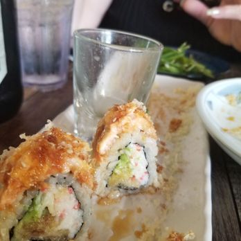 E Sushi - Just put my Saki glass next to the sushi to show you how small the sushi is!! I have never paid so much and have gotten so little. - Japanese Near Me - Whittier, California