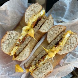 Bagels And More On Main - Sausage bacon egg and cheese on wheat