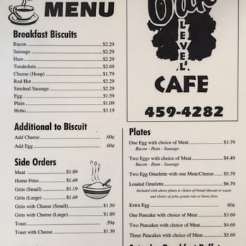 Oak Level Cafe - Oak Level Cafe breakfast menu. Everything is great. You get plenty of food and it all taste superb. - American Near Me - Rocky Mount, North Carolina