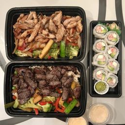 Hibachi Chicken, Hibachi Steak, Cream Cheese Roll