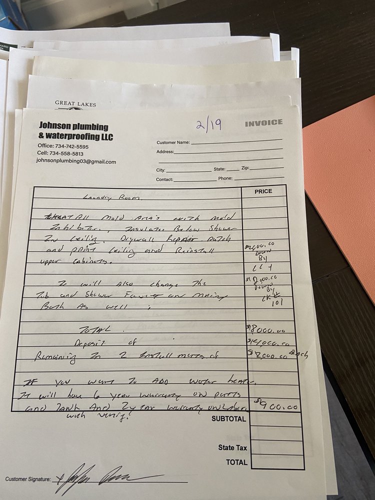 Slide of Johnson plumbing & waterproofing