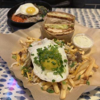 J’s Korean Cuisine - Korean Chicken sandwich Half Seoul super Fries (beef) Deluxe Bibimbap - Chicken Wings Near Me - Fullerton, California J’s Korean Cuisine - Korean Chicken sandwich Half Seoul super Fries (beef) Deluxe Bibimbap - Chicken Wings Near Me - Fullerton, California
