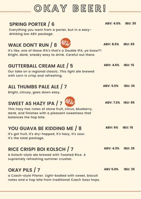 Menu photo 4 Okay Beer Honeoye Falls, NY