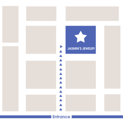 Jasmin's Fine Jewelry - Map of the Encino Jewelry Mart. Our shop is located in the center towards the back of the mart.