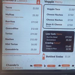 Chando's Tacos Truck - Menu