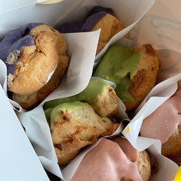 Ube, Matcha, and Strawberry puffs