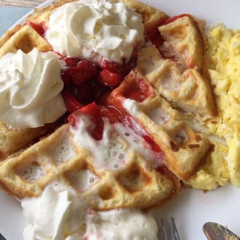 T & T Bakery and Cafe - Waffles and strawberries. Substituted bacon with eggs. - Bagels Near Me - Markham, Ontario T & T Bakery and Cafe - Waffles and strawberries. Substituted bacon with eggs. - Bagels Near Me - Markham, Ontario