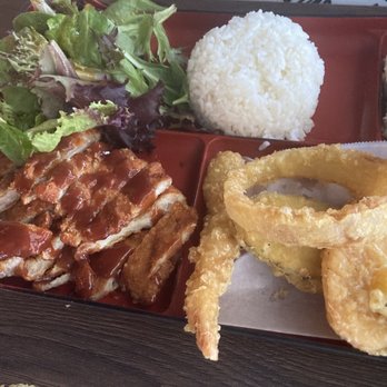 Umebana - 49. Chicken Katsu, Mixed Tempura and 4 Pieces California Roll Bento Box - Japanese Near Me - Duarte, California Umebana - 49. Chicken Katsu, Mixed Tempura and 4 Pieces California Roll Bento Box - Japanese Near Me - Duarte, California