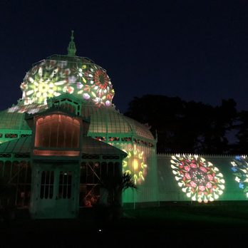 Entwined Lighted Forest - Conservatory of Flowers - outside lights on building 2/21/21 - Public Art Near Me - San Francisco, California Entwined Lighted Forest - Conservatory of Flowers - outside lights on building 2/21/21 - Public Art Near Me - San Francisco, California