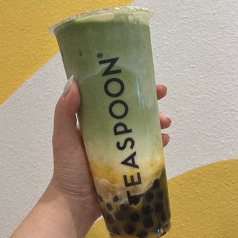Teaspoon - custom mango matcha w boba (taken by my bestfriend) - Bubble Tea Near Me - Austin, Texas