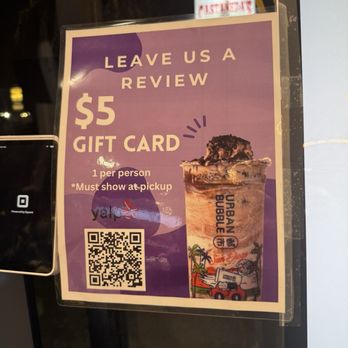 Urban Bubble - Incentive to leave review - Bubble Tea Near Me - San Diego, California Urban Bubble - Incentive to leave review - Bubble Tea Near Me - San Diego, California