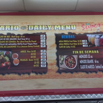 La Super - the menu of a mexican restaurant - Meat Shops Near Me - Amarillo, Texas