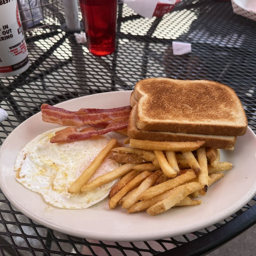 My breakfast plate came with fries despite the menu indicating breakfast potato...