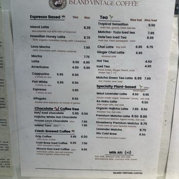 Island Vintage Coffee - Menu (October 2025) - Coffee & Tea Near Me - Lahaina, Hawaii Island Vintage Coffee - Menu (October 2025) - Coffee & Tea Near Me - Lahaina, Hawaii