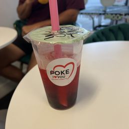 Strawberry fruit tea and tapioca boba