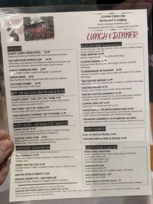 Menu photo 2 Copper Creek Inn Ashford, WA Menu photo 2 Copper Creek Inn Ashford, WA