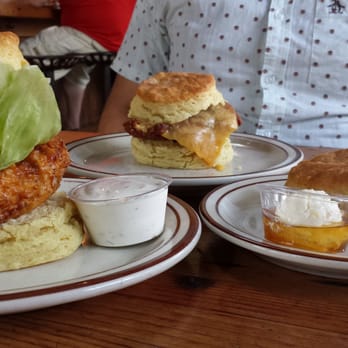 Pine State Biscuits - The wedgie, the chatfield, and a plain biscuit with whipped honey butter - Southern Near Me - Portland, Oregon
