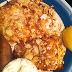 Tillapia Almondine w/ baked sweet potato